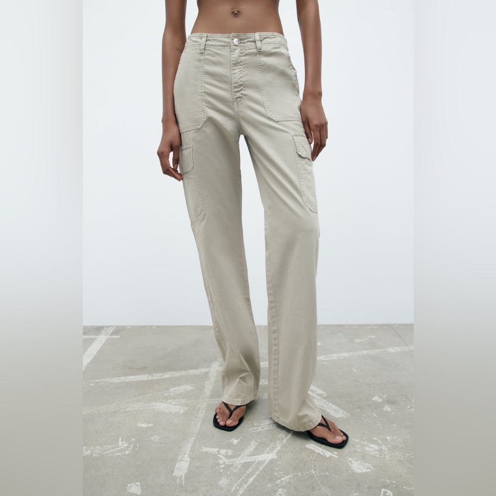 Zara Cargo Pants Size 28 Taupe